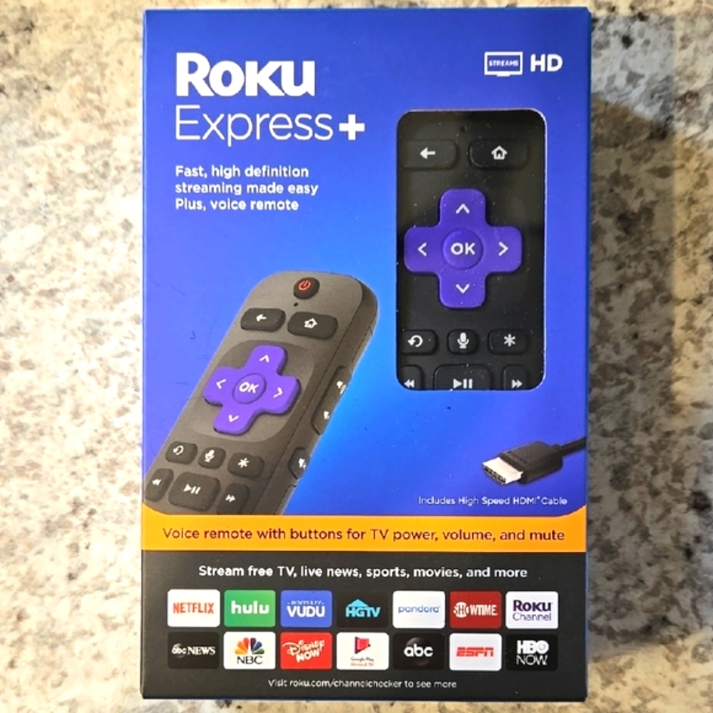 Roku Express+ Fast High Definition Streaming Device Plys Voice Remote